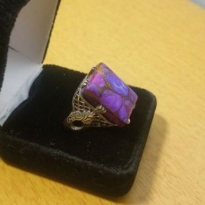 Vintage Jewelry - Vintage Sterling Silver Ring with Purple Jasper Vintage Jewelry - Vintage Sterling Silver Ring with Purple Jasper